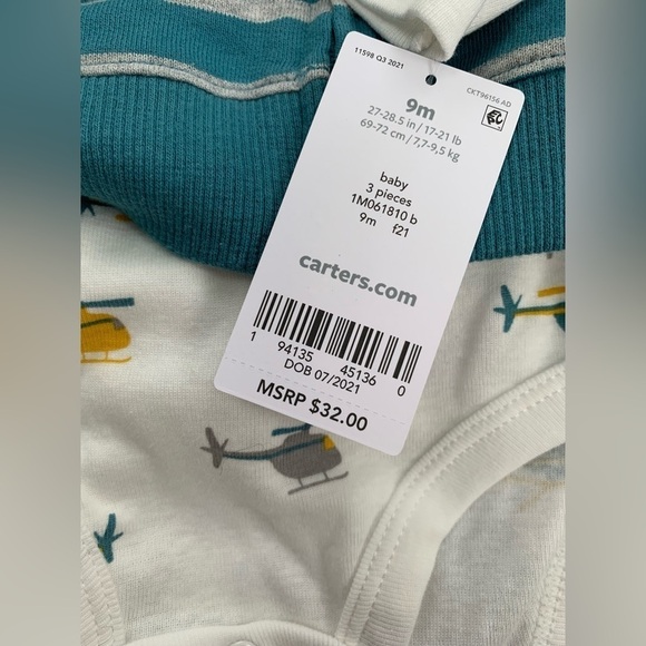 Carter’s 9 Months NWT 3-Piece Helicopter Hooded Vest Set - Picture 5 of 5